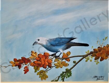 105. White bird, 55x66cm, brown frame