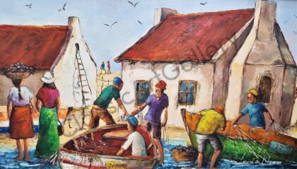 110. Fishertown,90x60cm, white frame