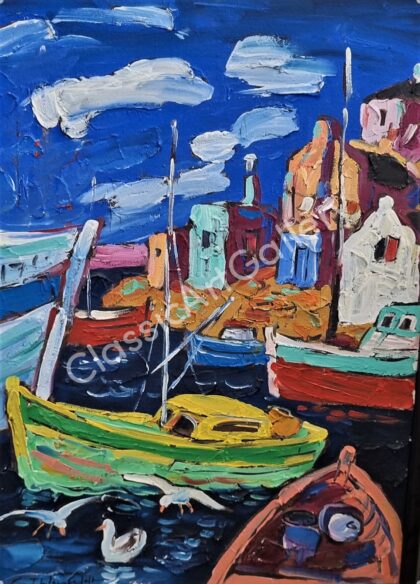 113. Village, 63x80cm,white frame