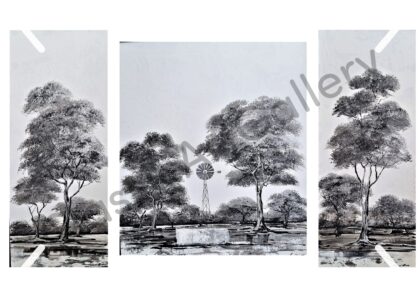 116. Black and white tree set, white frames