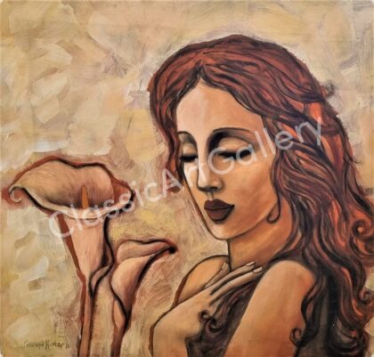 123. Woman,93x97cm, brown frame