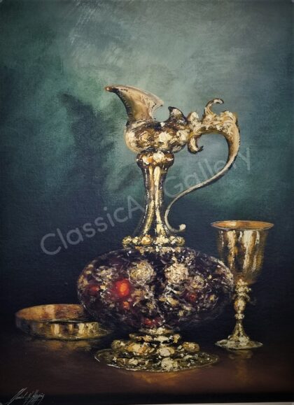 127. Still life Goldware, 107x90cm, brown frame