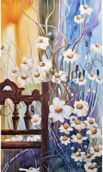 128. Flowers, 112x174cm, white frame