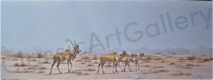 129. Springbokke, 84x164cm, brown frame