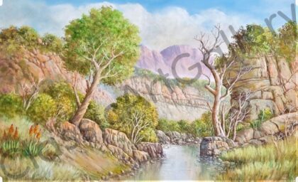 132. Water stream, 106x76cm, brown frame