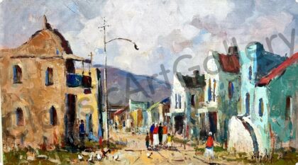 137. Township, 90x60cm, Brown frame