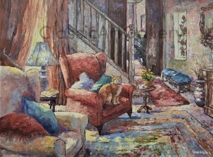 16. Grandma's cat, 152x110cm, Brown frame