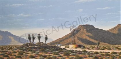 19. Windmill in the Karoo, 123x223cm , brown frame