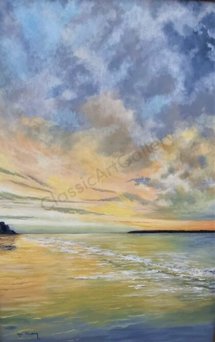 2. Tranquil Sunset, 98x 137cm, Brown frame