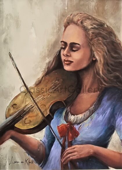 25. Female violinist, 74x90cm , brown frame