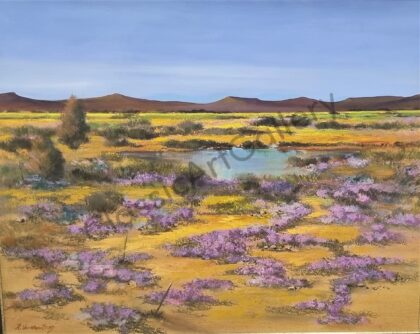 28. Pond scene, 147x122cm, brown frame