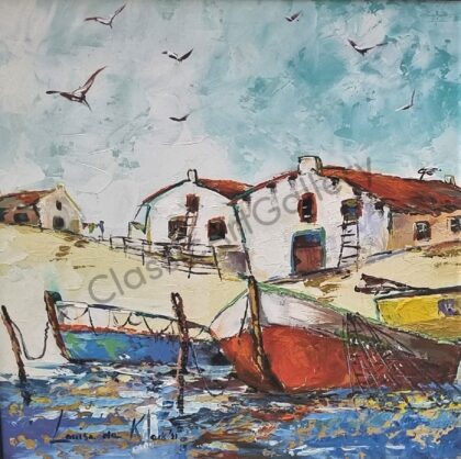 30. Fishermen, 59x58cm, white frame