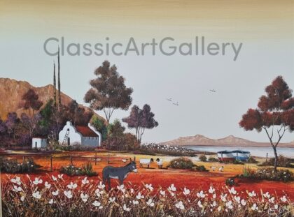 33. Donkey farm, 136x108cm, brown frame