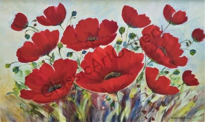 36. Wild flowers, 169x112cm, brown frame