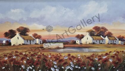 37. Karoo farm, 190x120cm, brown frame