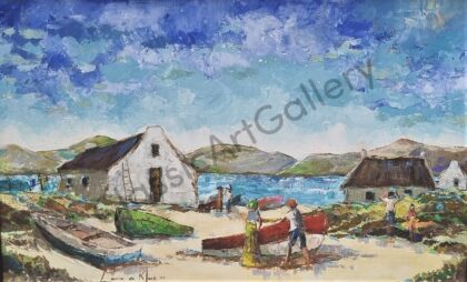 38. Seaside cottage, 100x68cm, white frame