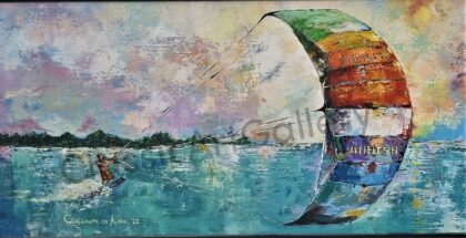 41. Happy kite surfer, 138x77cm, white frame