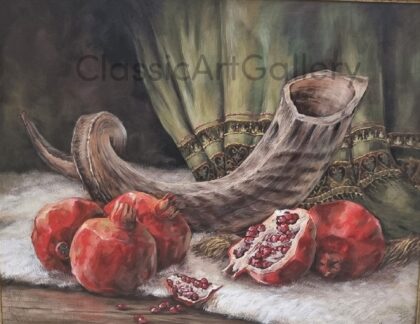 46. Pomegranate still life, 97x82cm, brown frame