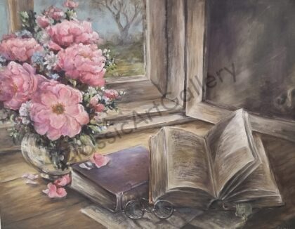 47. Bible still life, 97x80cm, brown frame