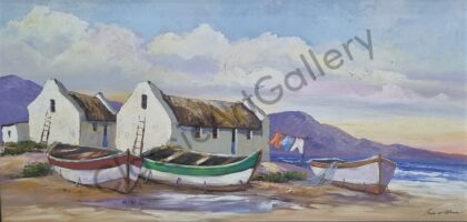 48. Fishermen's boats, 117x65cm, white frame