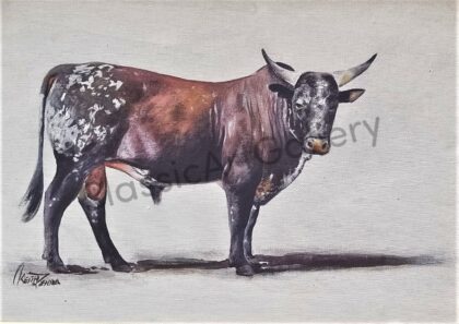 51. Brown bull, 52x44cm, brown frame