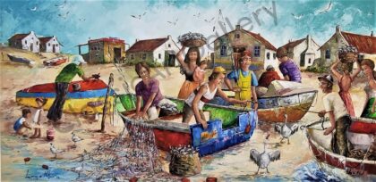 58. Family's day out, 124x224cm, white frame