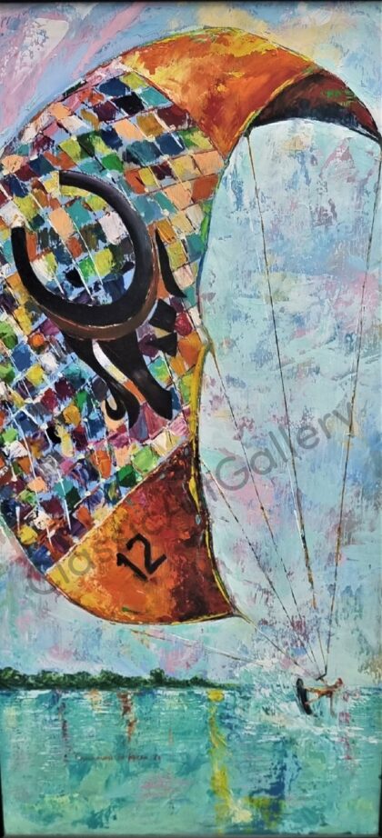 63. Windsurfing day, 78x138cm, white frame