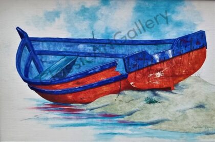 64. Blue and red boat, 79x58cm, white frame