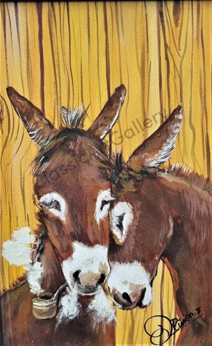 70. Donkeys in love, 37x54cm, brown frame