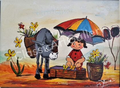 88. Gardening donkey, 47x58cm, white frame