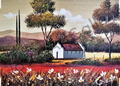 94. Farm house, 47x57cm, brown frame