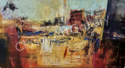 142. Inv70 ,Abstract Art, 178x107cm , gold frame.