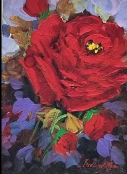 66.1 Rose , 38x43cm, brown frame