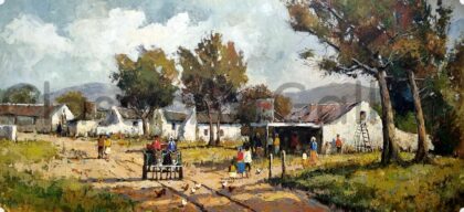 148. Little village, 223x123cm, brown frame