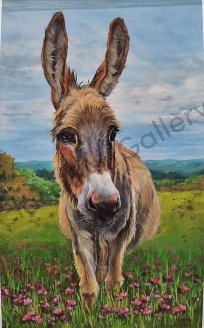 154. Donkey, 78x109cm, brown frame