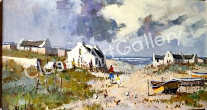 170. Visser dorpie, 91x62 cm, brown frame